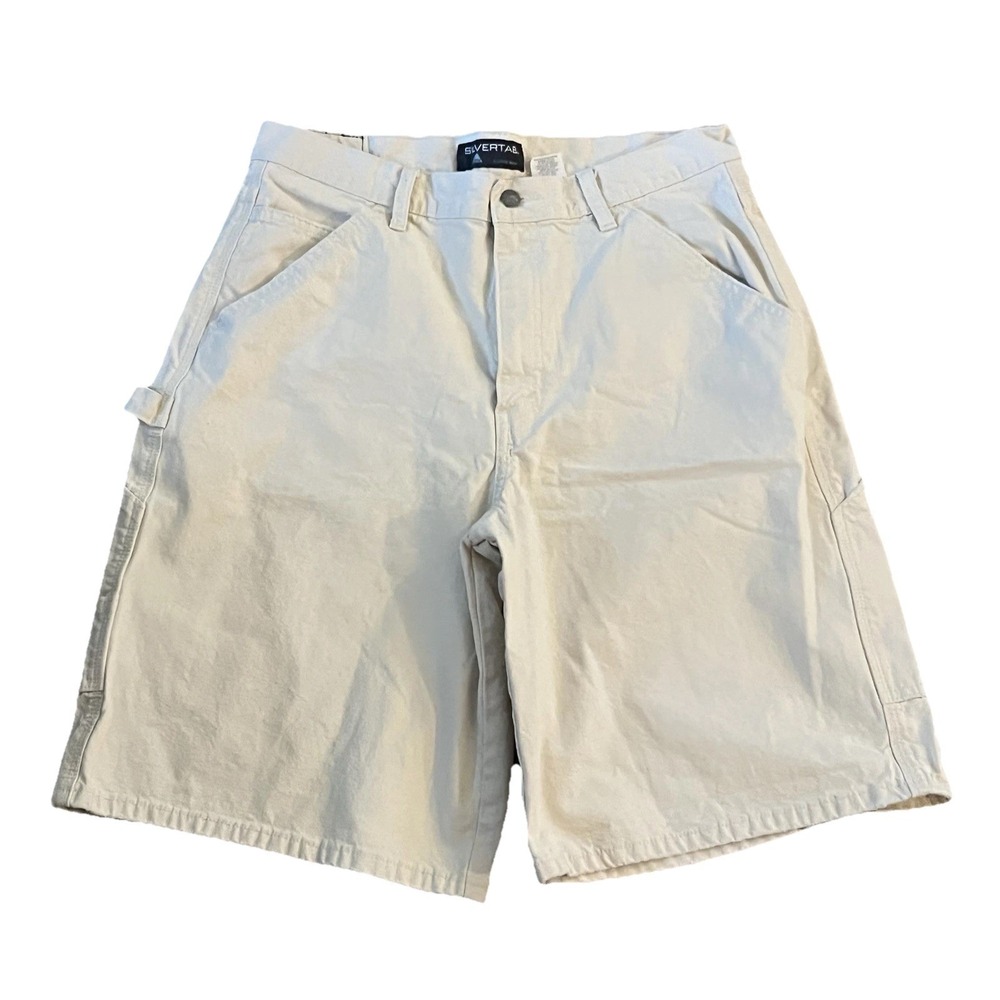 Vintage Levi's SilverTab Men's 34 Carpenter Shorts Cream Ivory Baggy Utility